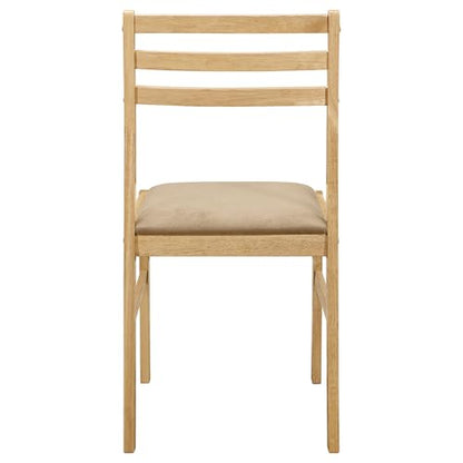 Coaster Home Furnishings 3-Piece Round Wood Dining Room Set Drop Leaf Extension Table Ladder Back Side Chairs Upholstered Seat Cushions Beige and Natural 130006