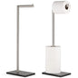 MARMOLUX ACC Free Standing Brushed Nickel Toilet Paper Holder Stand - 4 Jumbo Roll Bathroom Hardware - Standing Toilet Paper Holder - Stainless Steel Toilet Paper Stand - Brushed Steel/Black Marble - color: Steel Brushed/Black Marble