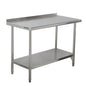 Garvee Stainless Steel Curved Edge Work Table 60 inch Double Layer with Backsplash, Heavy Duty Commercial Prep Table with Hook, 0.7mm Thick - size: 60*24*35 inch - with back panel