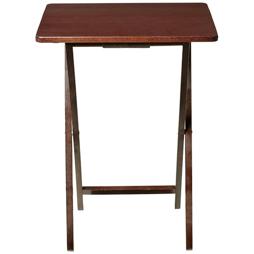 Folding TV Tray Table for Indoor Use - 19" x 14.5" x 26" Snack Table, Side Table, or Laptop Desk - Made of Solid Rubberwood with Walnut Finish - Compact, Sturdy, and Portable - 1 Piece
