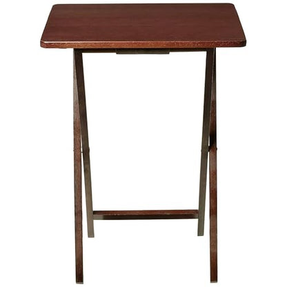 Folding TV Tray Table for Indoor Use - 19" x 14.5" x 26" Snack Table, Side Table, or Laptop Desk - Made of Solid Rubberwood with Walnut Finish - Compact, Sturdy, and Portable - 1 Piece
