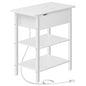 HOOBRO End Table with Charging Station, Narrow Side Table, Flip Top Nightstand with USB Ports and Outlets, Bedside Tables with Shelf for Small Spaces, Living Room, White WT341BZ01 - color: White