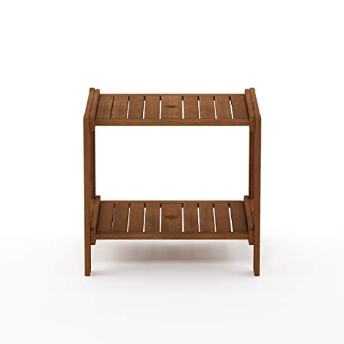 Furinno FG19840T Tioman Hardwood Mississippi Side Table, Natural - color: Natural, size: 18.9"D x 20.5"W x 17.9"H (2 tier)