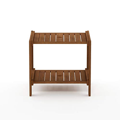 Furinno FG19840T Tioman Hardwood Mississippi Side Table, Natural - color: Natural, size: 18.9"D x 20.5"W x 17.9"H (2 tier)