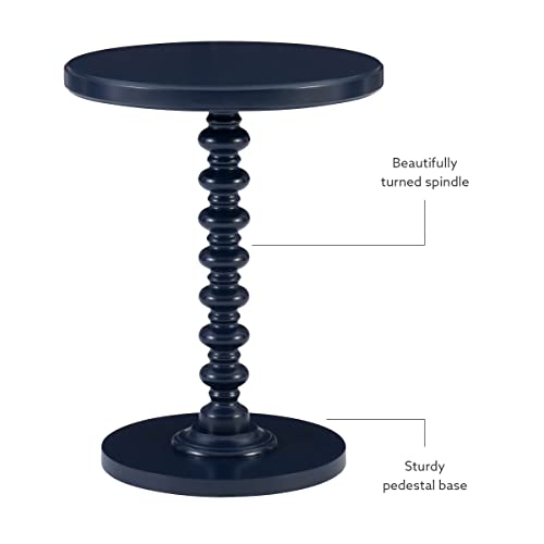 Tarkin Round Navy Blue Turned Spindle Pedestal Side Accent Table by Powell - color: Navy Blue
