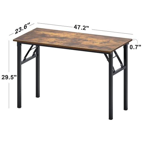 Need Office Computer Desk - 47.2L Sturdy and Heavy Duty Folding Laptop Table,Writing Table/Home Office Desk/Sewing Table,No Assembly Required,Rustic Brown AC5FB(120 * 60) - color: Rustic Brown & Black Frame, size: 47inch