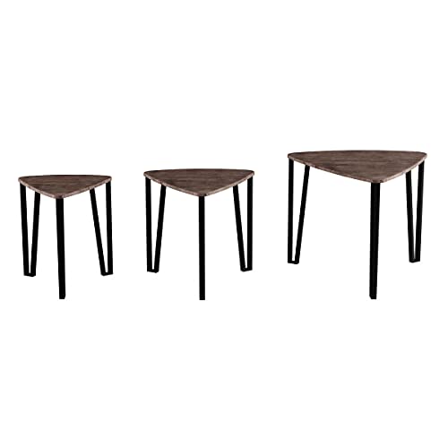 LAVISH HOME Nesting Set of 3, Modern Woodgrain Look for Living Room Coffee Tables or Nightstands-Contemporary Accent Decor Furniture