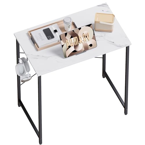 Pamray 23 Inch Computer Desk for Small Spaces, Home Office Work Desk with Headphone Hook, Small Office Desk Study Writing Table - color: Marble, size: 23 Inch