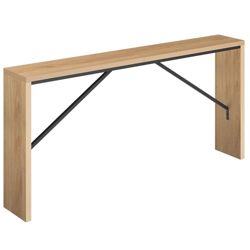 MAHANCRIS Console Table, 62.2" Long Sofa Table Behind Couch, Narrow Entryway Table, Farmhouse Dining Table with Angled Metal Frame, Industrial Console Table for Entryway, Natural CTNB15801 - color: Natural, size: 62.2"L x 9.1"W x 31.5"H
