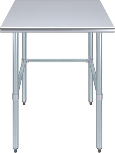 30" x 30" Open Base Stainless Steel Work Table – NSF Certified Narrow Commercial Prep Table with Galvanized Legs for Kitchens, Labs & Food Trucks - size: 30"x30"