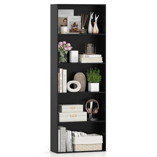 GIANTEX 5-Tier Bookshelf, Freestanding Bookcase with 5 Open Shelf, Modern Display Shelf, Storage Organizer for Living Room Bedroom Home Office, Black - color: Black, size: 24" x 9.5" x 67"