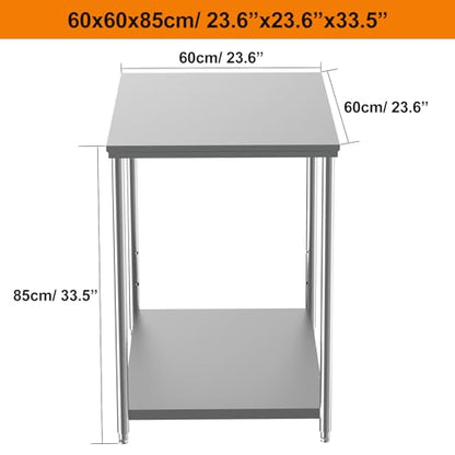 Stainless Steel Prep Table 28x20x33.5 Inch, Commercial Work Table Heavy Duty with Adjustable Undershelf, Multipurpose Workstation for Restaurant Kitchen, Bakery, Home Garage & Outdoor - size: 28x20x33.5 Inch