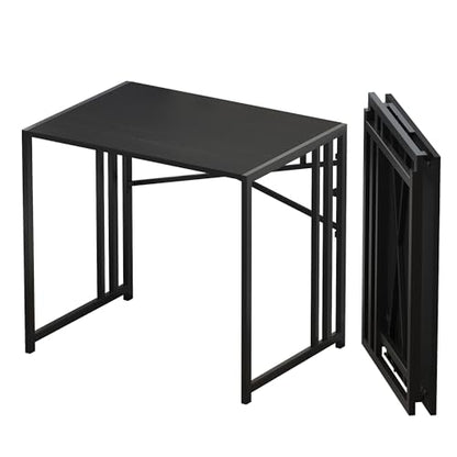 Lutown Teen Folding Computer Desk - 32 inch, Writing & Gaming, Small Space Office Desk, Black, No Assembly Required - color: Black, size: 32 Inch