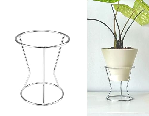 RISEON 2 Pack Mid Century Modern Simple Small Plant Stand Metal Flower Display Stand- Round Decorative Flower Shelf Rack Garden Plant Pot Riser Holder Modern Desk Plant Stand for Indoor Outdoor Home Patio Decor