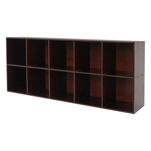 10 Cube Solid Wood Bookcase, 2-Tier Floor Standing Storage Shelf with Open Cubes, Vertical or Horizontal Bookcase for Bedroom Living Room Office - 59.06" L x 11.81" W x 23.62" H (10-Cube) - size: 10-Cube
