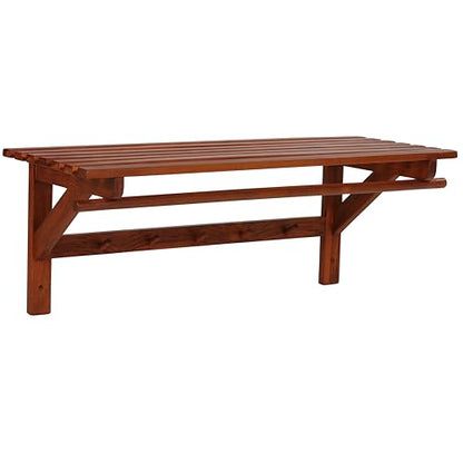 Bare Decor Caracas Bathroom Wall Shelf with Hangers in Solid Teak Wood 31.5"