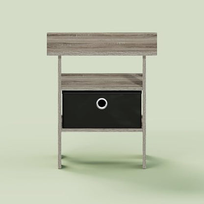 Ipoh End Table, Nightstand, Side Table with Bin Drawer for Small Spaces, Living Room, Bedroom, Olive Oak/Black - color: Olive Oak