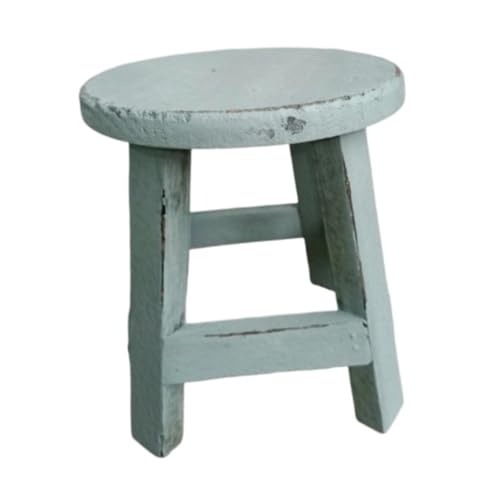Gralara Wood Stool Plant Stand Planter Holder Round Pot Stool Display Stand for Office Table Living Room Home Decoration, Blue - color: Blue