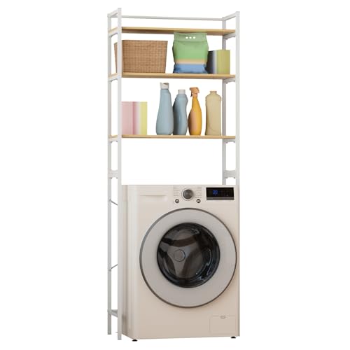 Over The Washer and Dryer Storage Shelf, 3-Tiers Laundry Room Shelf, Laundry Room Shelving Units, Washing Machine Storage,Laundry Room Storage and Organizer Standing Shelf White - color: White