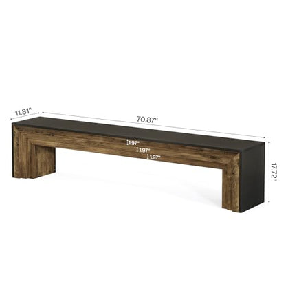 Tribesigns 71" Extra Long Entryway Bench, Farmhouse Bed Bench (Black&Brown) | Modern Wooden Shoe Bench Indoor Seating with Layered Design for Hallway, Bedroom, Living Room, Sofa Back, Dining Room - color: Black & Brown