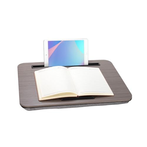 Portable Laptop Desk Fits Up to 16“ Laptops, with Tablet Slot, Built-in Cushion, Great for Home & Office,Lap Desk with Cushion (Walnut, Medium) - color: Walnut, size: Medium