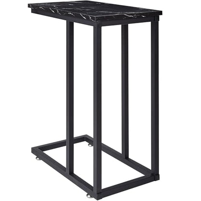 VECELO Universal C-Shaped Side Table, Multi-Functional Snack & TV Tray for Living Room, Bedroom, Black Marble (1 Set) - color: Black Marble, size: 1 Set
