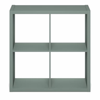 Furinno Cubicle 4-Cube Book Shelf, Extra Thick Frame Bookshelf, Light Grey | 14.6" x 30" x 30", Reversible Bookcase with Open Back, for Living Room, Bedroom, Home Office - color: Sage Green, size: 4-Cube