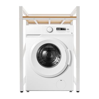 Over Washer and Dryer Shelves,Dryer Storage Shelf,3 Tiers Laundry Room Storage and Organizer Standing Shelf,Height Adjustable Laundry Room Shelves, Load-Bearing Capacity 22lbs (White+Yellow) - color: White+yellow