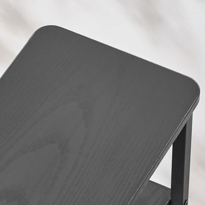End Table, Narrow Side Table with 3 Fabric Drawers, Slim Nightstand, Small Bedside Table with Storage, Living Room, Bedroom, Black HKET1300BK - color: Black, size: 7.9" W x 15.7" D, style: No Power