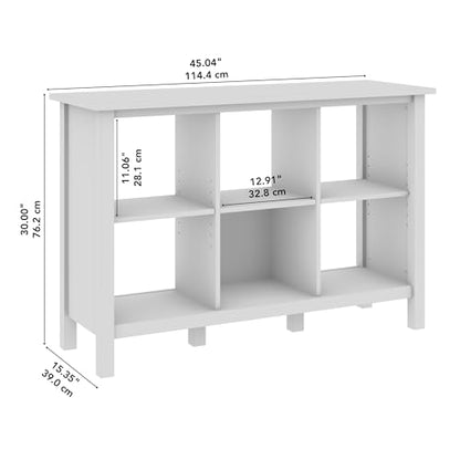 Bush Home Broadview 6 Cube Organizer in Pure White, Home Office Storage Solution, Compact Shelving Unit for Workspace, Multi-Purpose Organizer for Books