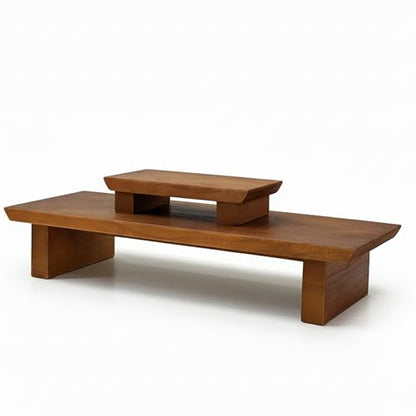Japanese Floor Table Meditation Altar Table Solid Wood, Wooden Low Meditation Table for Sitting on the Floor, Small Coffee & Tea Table for Home, Living Room, Office, Studio