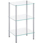 HOOBRO Glass Shelf, 3 Tier Bathroom Standing Shelf Unit, Tempered Glass Shelving Stand for Small Space, Perfume Stand Organizer, Space-Saving, for Bathroom, Bedroom, Steel Frame, Silver SV03CJ01 - size: 15"L x 11.8"W x 29.5"H