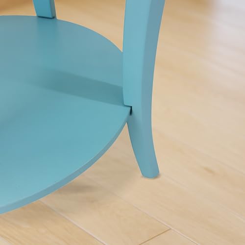 Roundhill Furniture Perth Contemporary Round End Table with Shelf - color: Teal