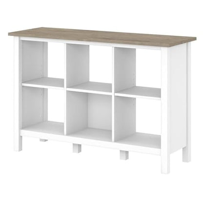 Bush Furniture Mayfield 6 Cube Bookcase in Pure White and Shiplap Gray | Storage for Home Office Workspace