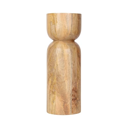 Kate and Laurel Teo Transitional Mango Wood Drink Table, 8 x 8 x 22, Natural Wood, Modern Sculptural Bedroom Nightstand with Unique Pedestal Table Design for Use as Indoor Plant Stand - color: Natural