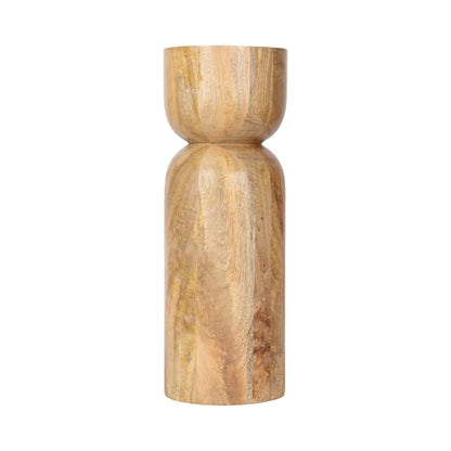 Kate and Laurel Teo Transitional Mango Wood Drink Table, 8 x 8 x 22, Natural Wood, Modern Sculptural Bedroom Nightstand with Unique Pedestal Table Design for Use as Indoor Plant Stand - color: Natural