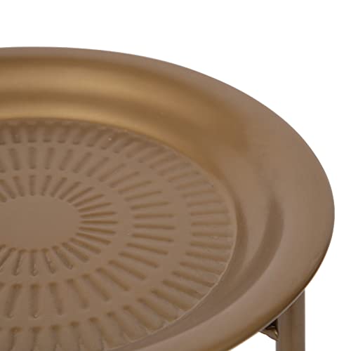 Kate and Laurel Mahdavi Modern Plant Stand Table; 12 x 12 x 27; Gold; Unique Accent Table with Textured Top