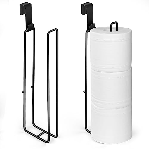 Black Bathroom Toilet Paper Roll Holder for 3 Rolls Tissue, Brushed Nickel, Over The Tank, Self-Adhesive Wall Mount, Stainless Steel (2Pcs) - color: F:hold 3 Rolls Tissue(2pcs,black)