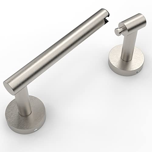 RUACQ Brushed Nickel Toilet Paper Holder Wall Mount for Bathroom | Dual-Post Pivoting Tissue Roll Holder with Round Base, 304 Stainless Steel, Rustproof, Screw-in, for Hotels & Apartments - color: Brushed Nickel, size: Classic