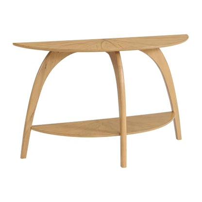 Martin Svensson Home LAX Mid Century Wood Sofa Console Table, Blonde | Retro Modern, Half-Moon Table with Lower Shelf, for Living Room or Entryway - color: Blonde