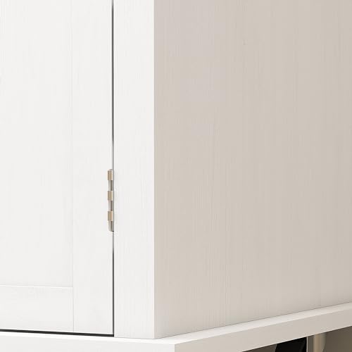 HOMCOM Kitchen Island Cart with Solid Wood Top 44" Mobile Distressed White | Kitchen Island Table, on Wheels, Storage Cabinets, 2 Drawers, Adjustable Shelves, Spice Rack & Towel Bar, for Dining Room - color: Distressed White
