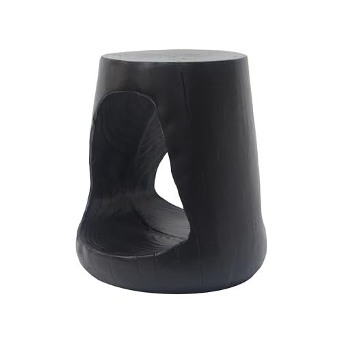 Merax Hollow MGO Accent Side Table, Unique Modern End Table with Wide Pedestal & Tabletop, Small Drink Tables for Living Room, Bedroom Night Stand Bedside Table, No Assembly Required, Black - color: Black