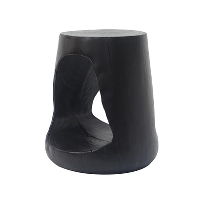 Merax Hollow MGO Accent Side Table, Unique Modern End Table with Wide Pedestal & Tabletop, Small Drink Tables for Living Room, Bedroom Night Stand Bedside Table, No Assembly Required, Black - color: Black