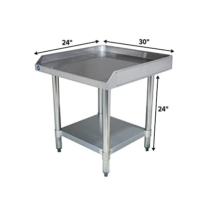 30" x 24" Stainless Steel Equipment Grill Stand with Undershelf | Heavy Duty 18-Gauge Top | NSF Certified Table for Commercial Kitchens & Utility Use - size: 30"x24"