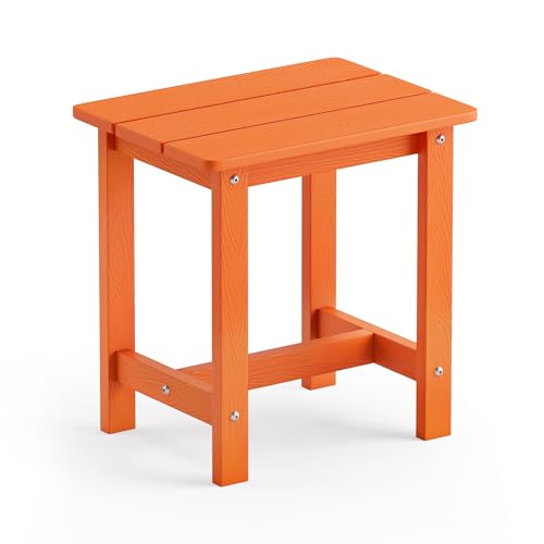 LUE BONA Outdoor Side Table, HDPS Small Outdoor Table, Adirondack Side Table, Outside End Table for Patio, Porch, Deck, Pool, Weather Resistant/Easy Maintenance/Indoor or Outside Use, Orange - color: Orange, size: 16.1 in