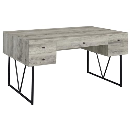 Coaster Home Furnishings Analiese Rustic 63-Inch 4-Drawer Home Office Computer Writing Desk Study Table with Storage Engineered Eco-Friendly Wood Look Laminate Sturdy Steel Grey Driftwood 801999 - color: Grey