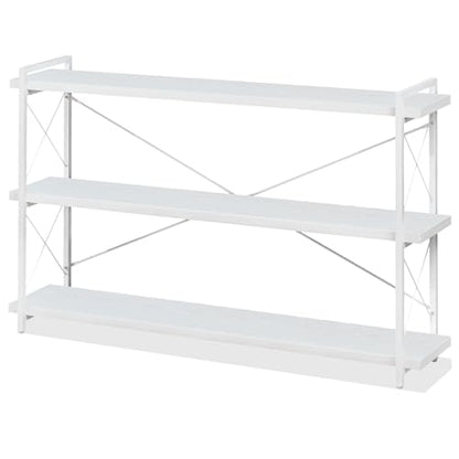 HCHQHS Bookshelf, 3-Tier Long Industrial Bookcase, White Open Book Shelf, Freestanding Horizontal Bookshelves with Metal Frame - color: Cloud White, size: 3-Tier (56.7"W x 35.8"H)