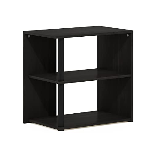 Furinno CAMNUS Side Table, 2-Tier Modern Metal Frame End Table with Open Shelf, Night Stand, Bedside Table, for Living Room, Bedroom, Solid White - color: Espresso/Black, size: 1-Pack, Plastic/Wooden Frame