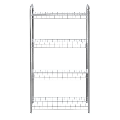 Rubbermaid 4-Tier Heavy Duty Wire Shelf, Satin Nickel, Easy Assemble with Hardware Included, for Food/Laundry/Closet Home Storage Use - style: Storage Shelf