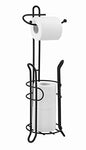 SunnyPoint Freestanding Toilet Paper Holder with Storage – Holds 3 Spare Rolls, Heavy-Duty Steel, Black Finish, Easy Assembly, Space-Saving Bathroom Organizer - color: Black
